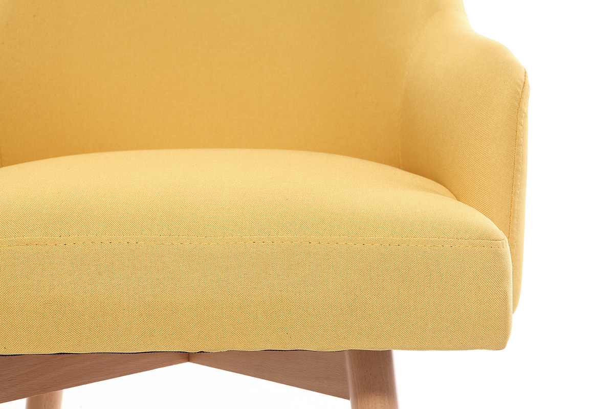 Fauteuil scandinave jaune et bois clair MONA