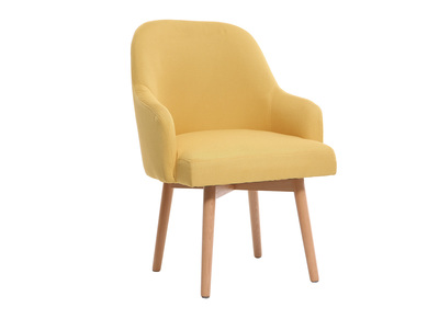 Fauteuil scandinave jaune et bois clair MONA