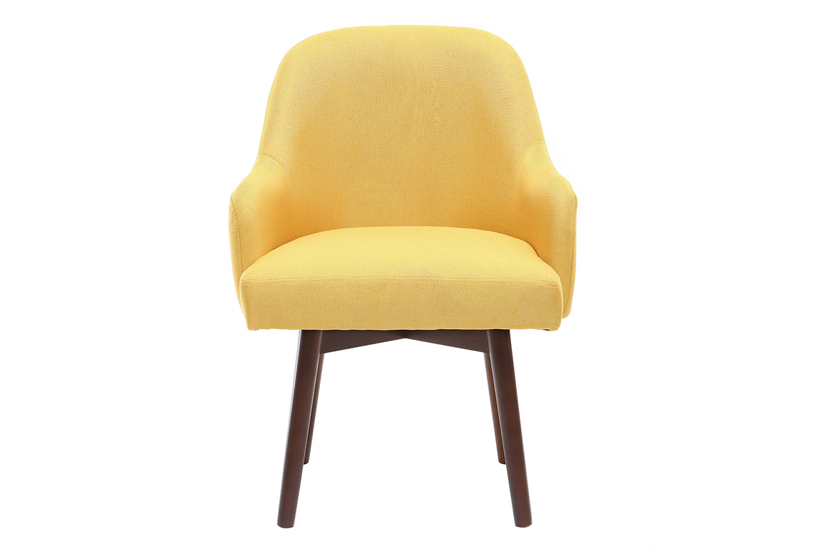 Fauteuil scandinave jaune et bois fonc� MONA