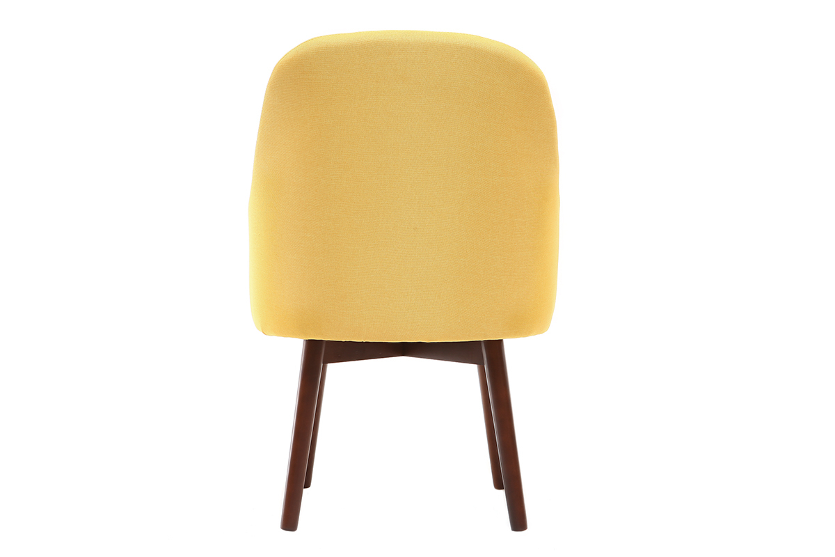 Fauteuil scandinave jaune et bois fonc� MONA