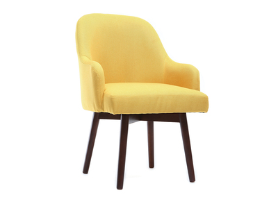 Fauteuil scandinave jaune et bois fonc&eacute; MONA