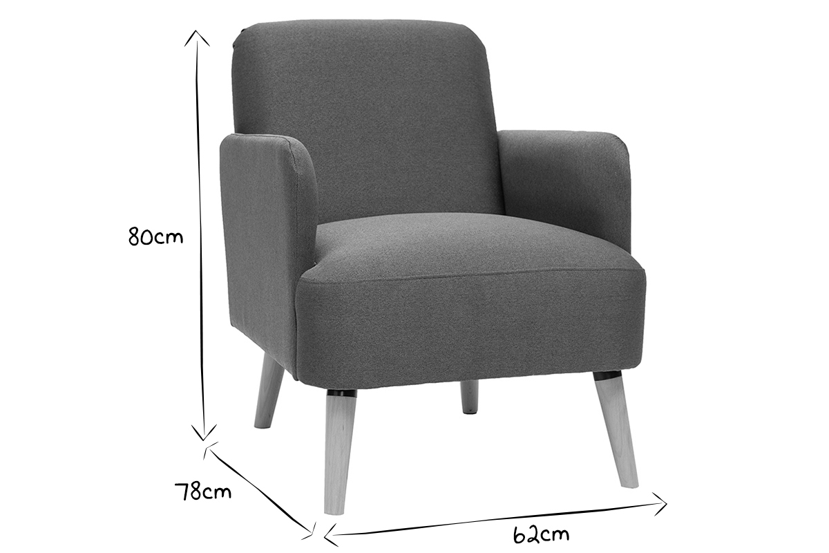 Fauteuil scandinave kaki et bois clair ISKO