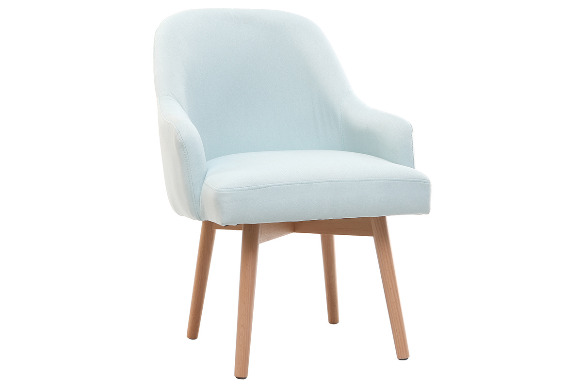 Fauteuil scandinave menthe � l'eau et bois clair MONA