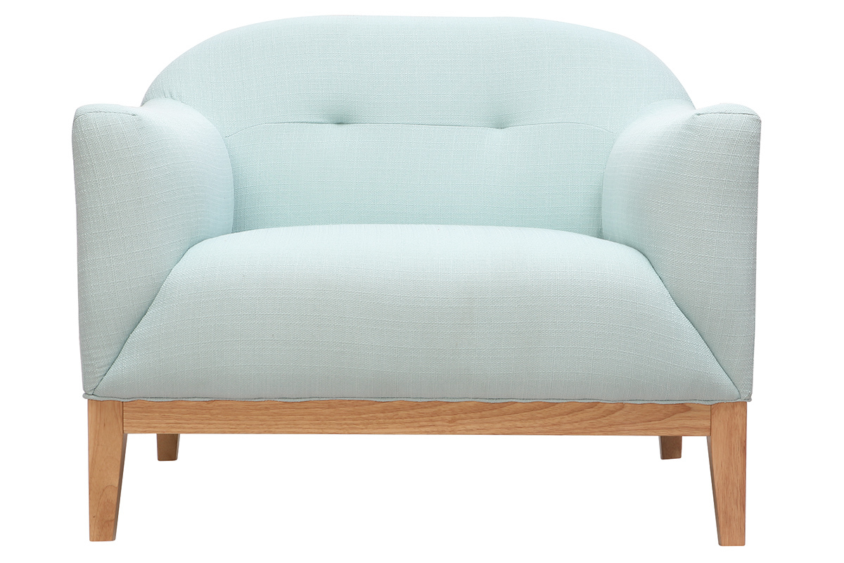 Fauteuil scandinave menthe � l'eau et bois MARY