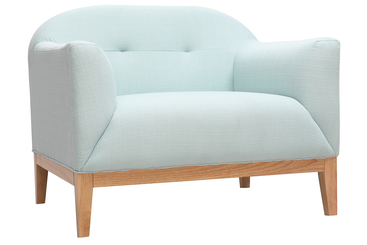 Fauteuil scandinave menthe � l'eau et bois MARY