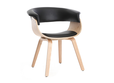 Fauteuil scandinave noir et bois clair OKTAV