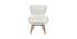 Fauteuil scandinave tissu blanc effet laine boucl&eacute;e et bois ESKUA