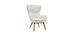 Fauteuil scandinave tissu blanc effet laine boucl&eacute;e et bois ESKUA