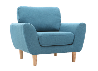 Fauteuil scandinave tissu bleu canard ALICE