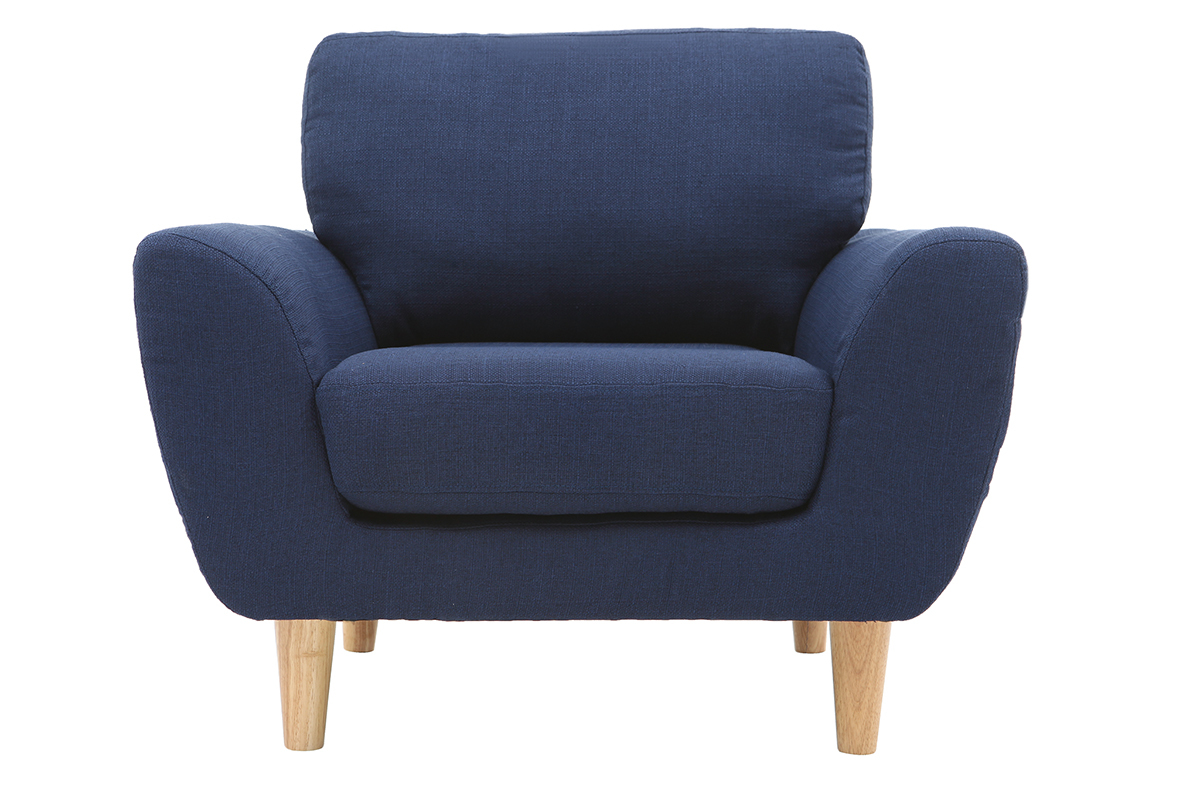 Fauteuil scandinave tissu bleu fonc� ALICE