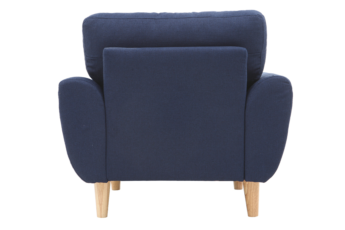 Fauteuil scandinave tissu bleu fonc� ALICE