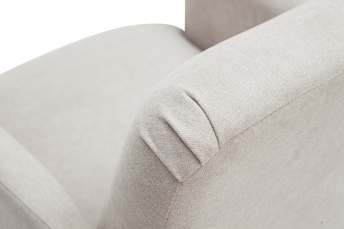 Fauteuil scandinave tissu effet velours gr�ge  et bois clair ISKO