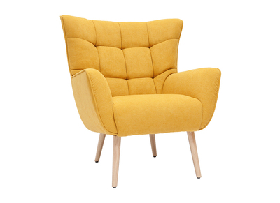 Fauteuil scandinave tissu effet velours jaune moutarde AVERY
