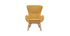 Fauteuil scandinave tissu effet velours jaune moutarde et bois ESKUA