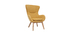 Fauteuil scandinave tissu effet velours jaune moutarde et bois ESKUA