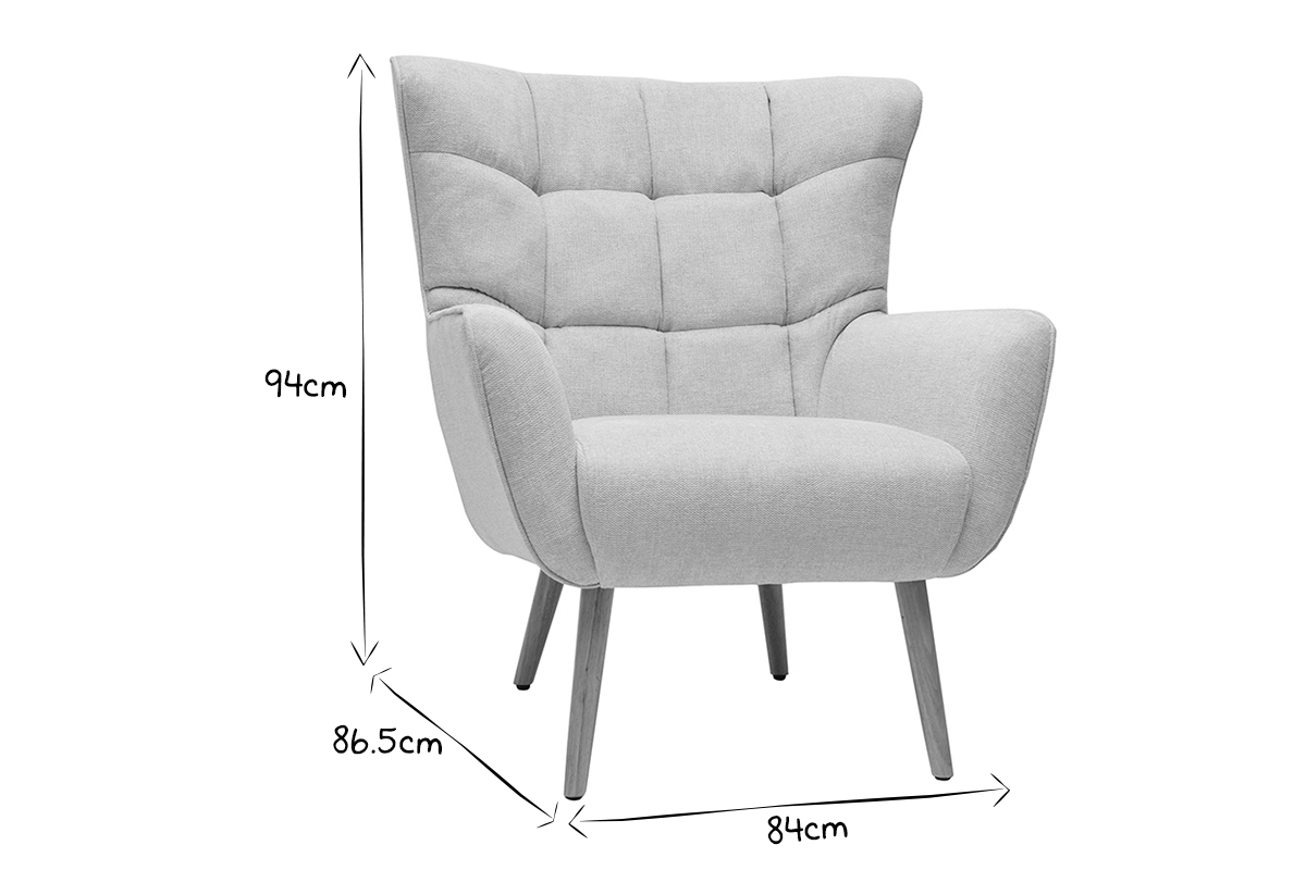 Fauteuil scandinave tissu effet velours texturé vert foncé et bois clair AVERY