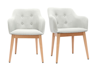 Fauteuil scandinave tissu gris clair et pieds bois lot de 2 BALTIK