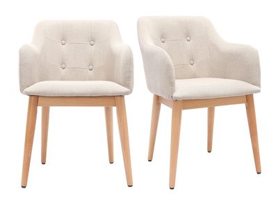 Fauteuil scandinave tissu naturel et pieds bois lot de 2 BALTIK