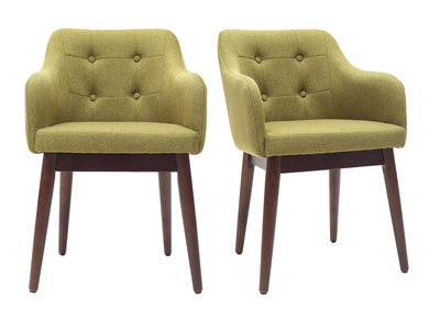 Fauteuil scandinave tissu vert et pieds bois (lot de 2) BALTIK