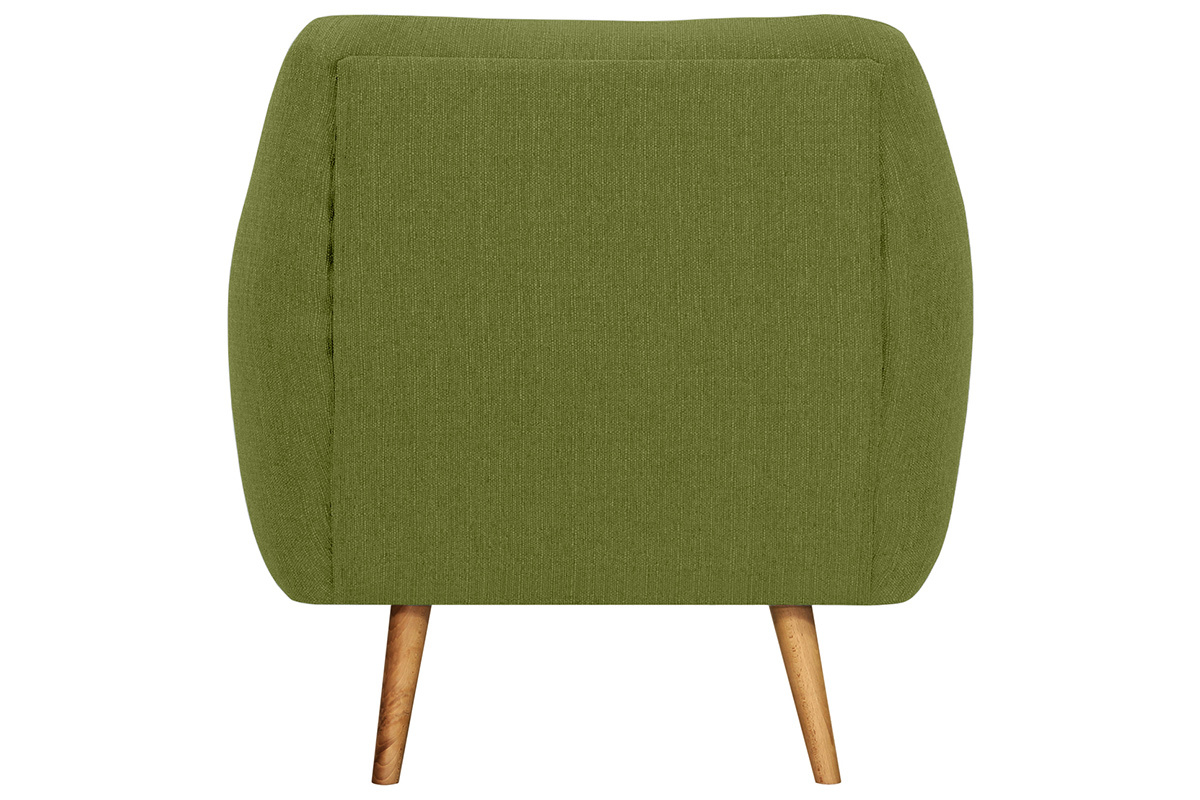 Fauteuil scandinave tissu vert pieds bois clair OLAF