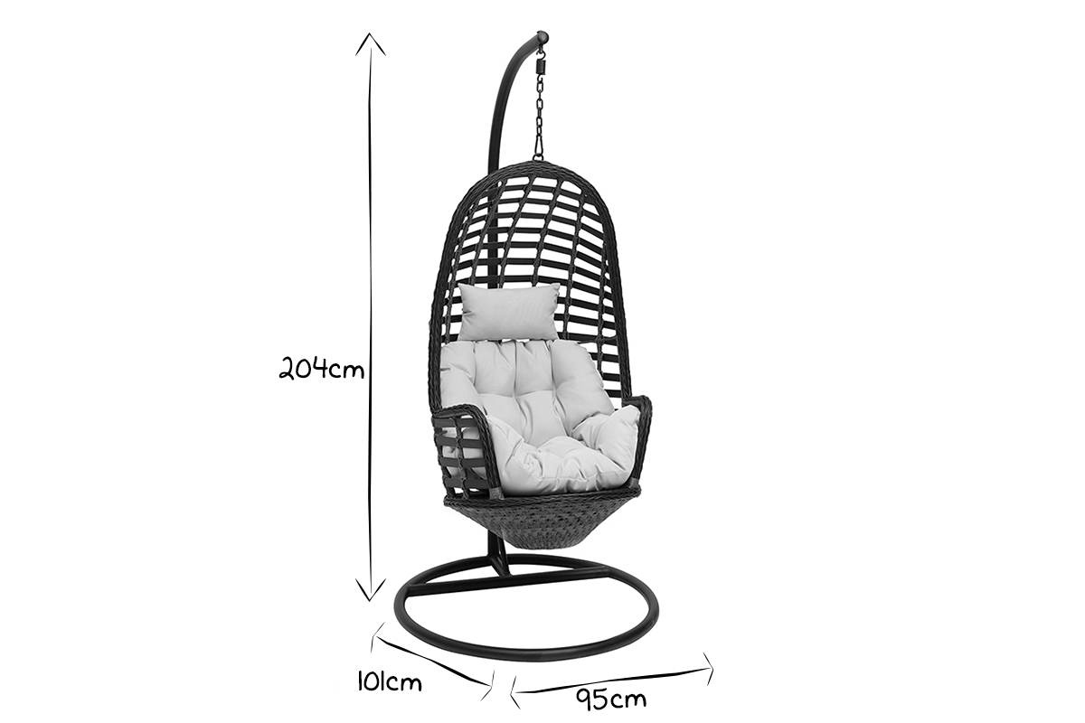 Fauteuil suspendu int�rieur/ext�rieur effet rotin et m�tal LOMBOCK