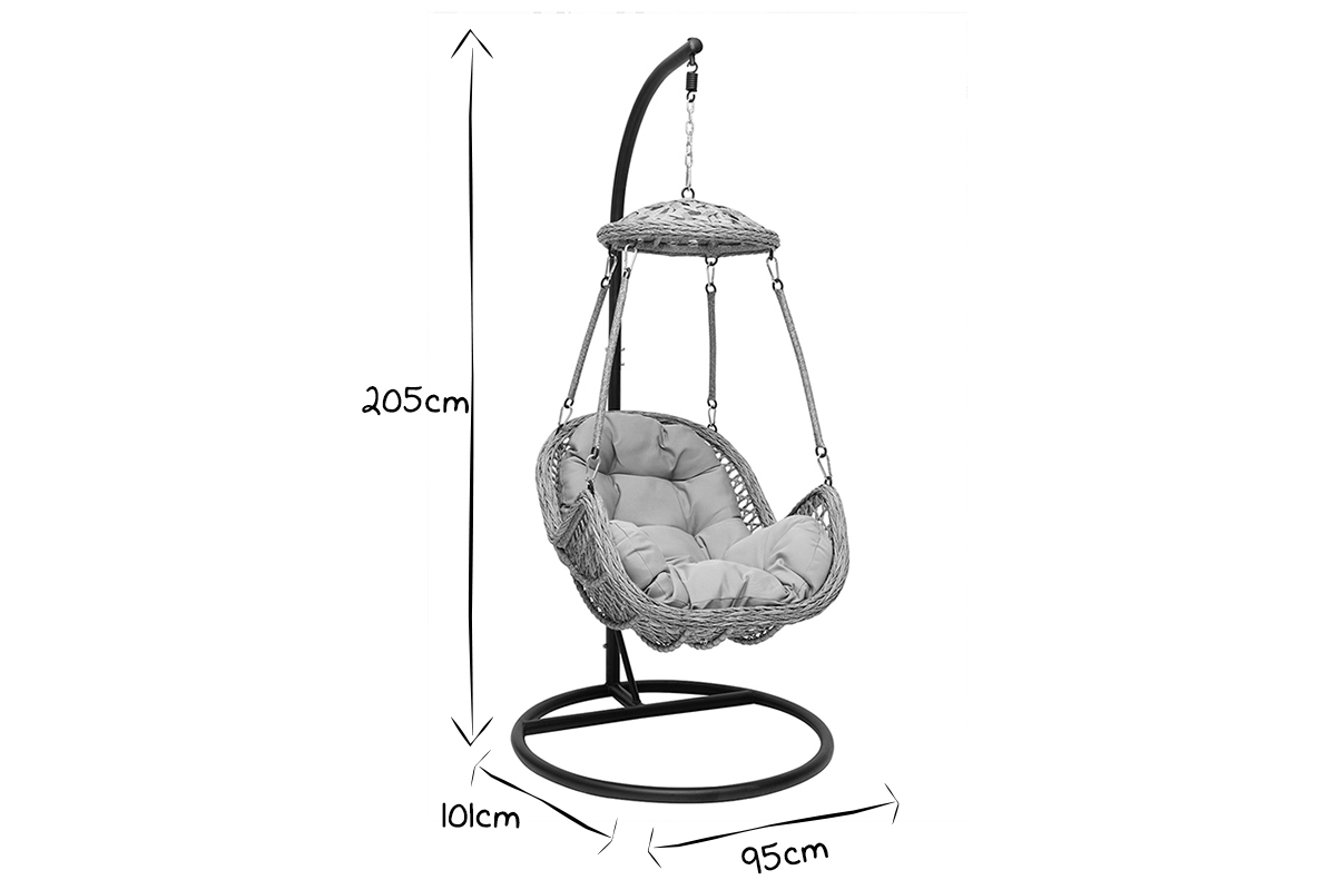 Fauteuil suspendu metal gris  BALI