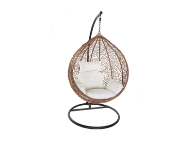 Fauteuil suspendu rotin sur pied en résine et métal noir MOJO