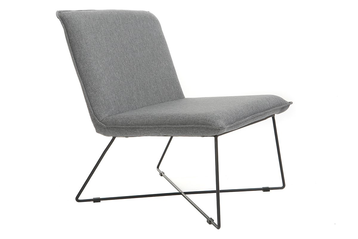 Fauteuil tissu gris fonc� et structure m�tal noir PILO