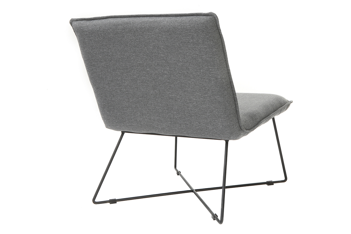 Fauteuil tissu gris fonc� et structure m�tal noir PILO