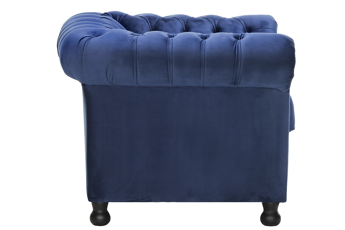 Fauteuil velours bleu fonc� CHESTERFIELD
