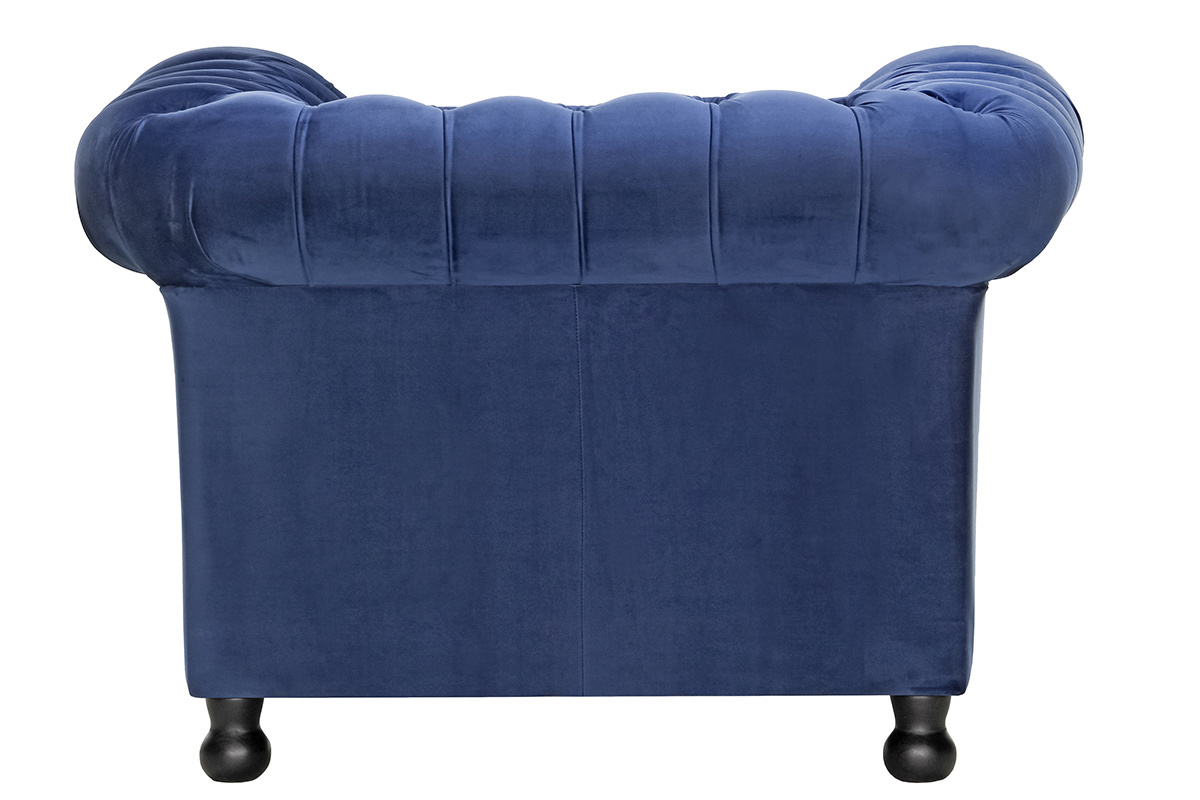 Fauteuil velours bleu fonc� CHESTERFIELD