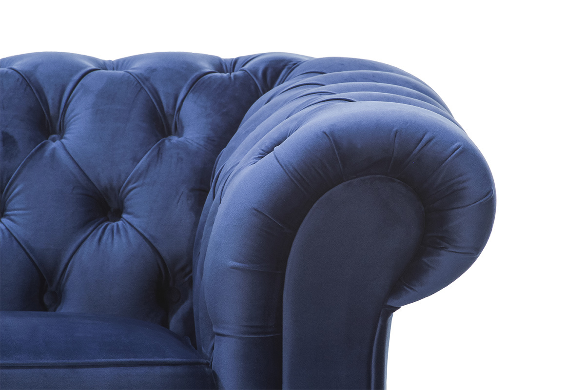 Fauteuil velours bleu fonc� CHESTERFIELD