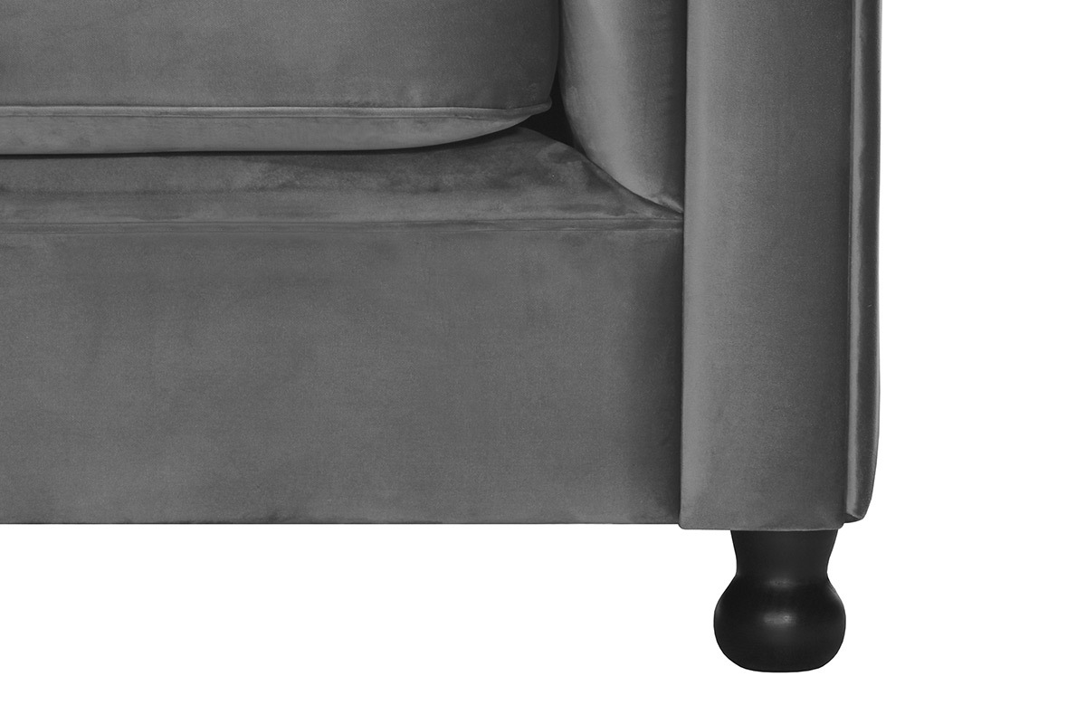 Fauteuil velours gris fonc� CHESTERFIELD
