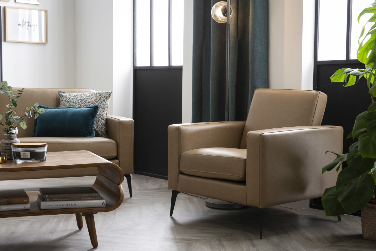 Fauteuil vintage camel RICCI