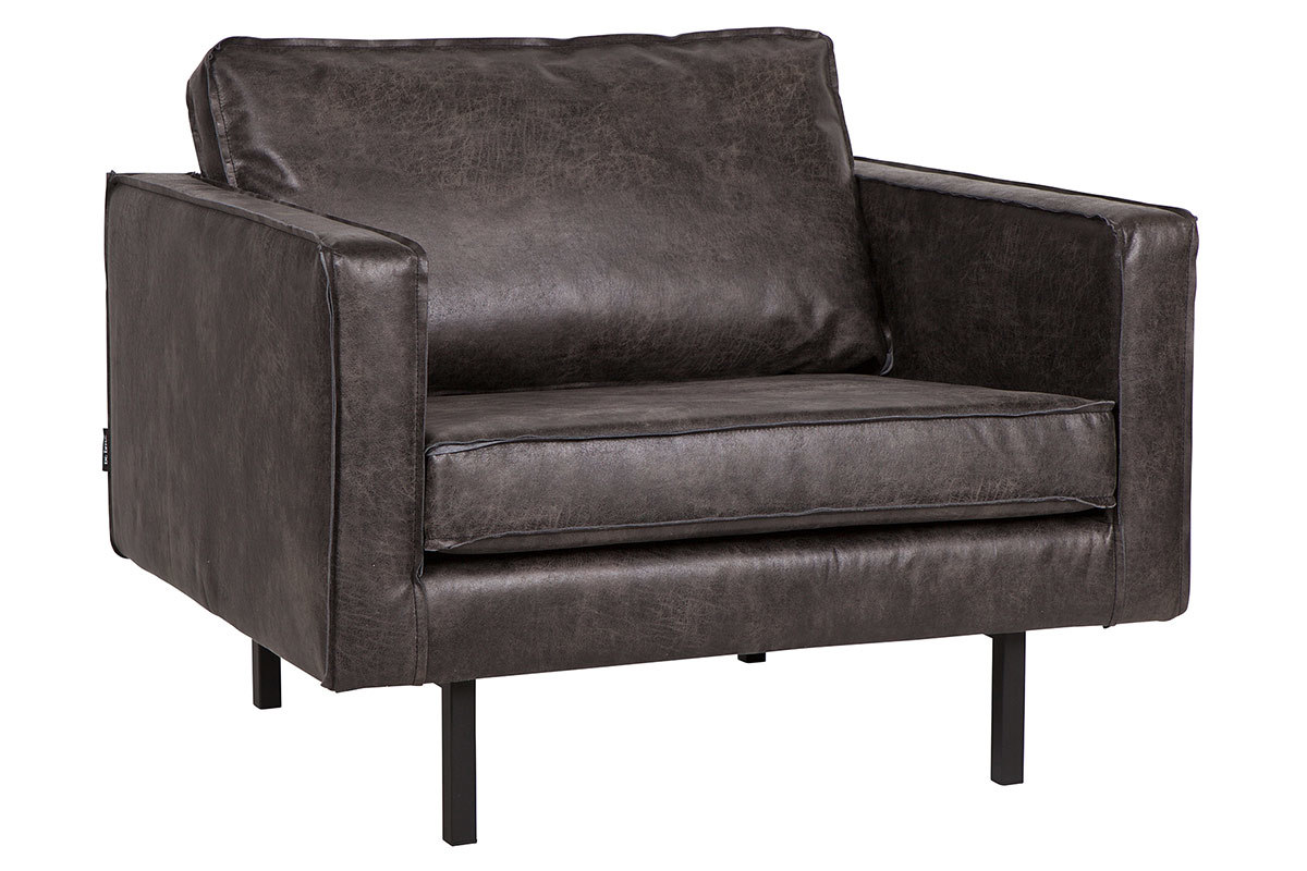 Fauteuil vintage cuir noir ASPEN