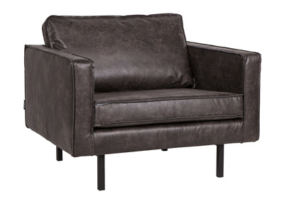 Fauteuil vintage cuir noir ASPEN