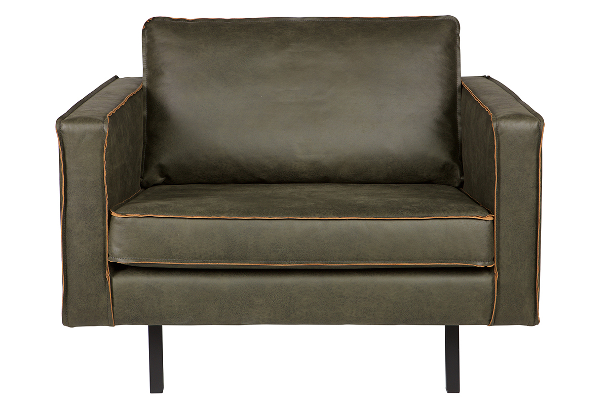 Fauteuil vintage cuir vert fonc� ASPEN