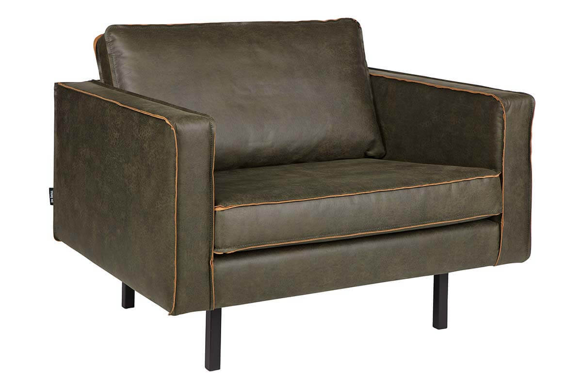 Fauteuil vintage cuir vert fonc� ASPEN