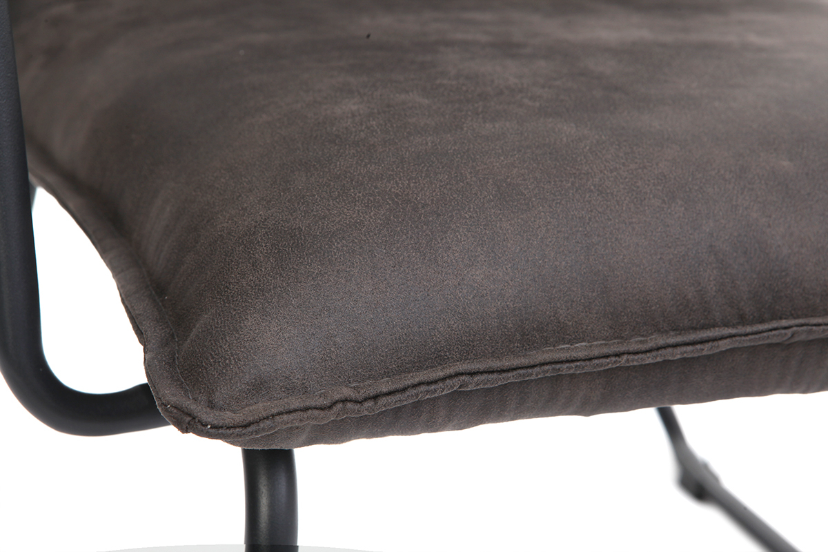 Fauteuil vintage gris anthracite et structure m�tal noir MERCY