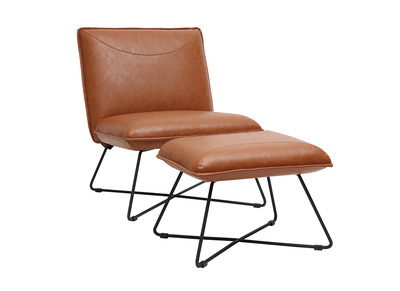 Fauteuil vintage marron avec repose pied PHILO