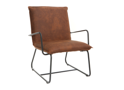 Fauteuil vintage marron et métal noir MERCY
