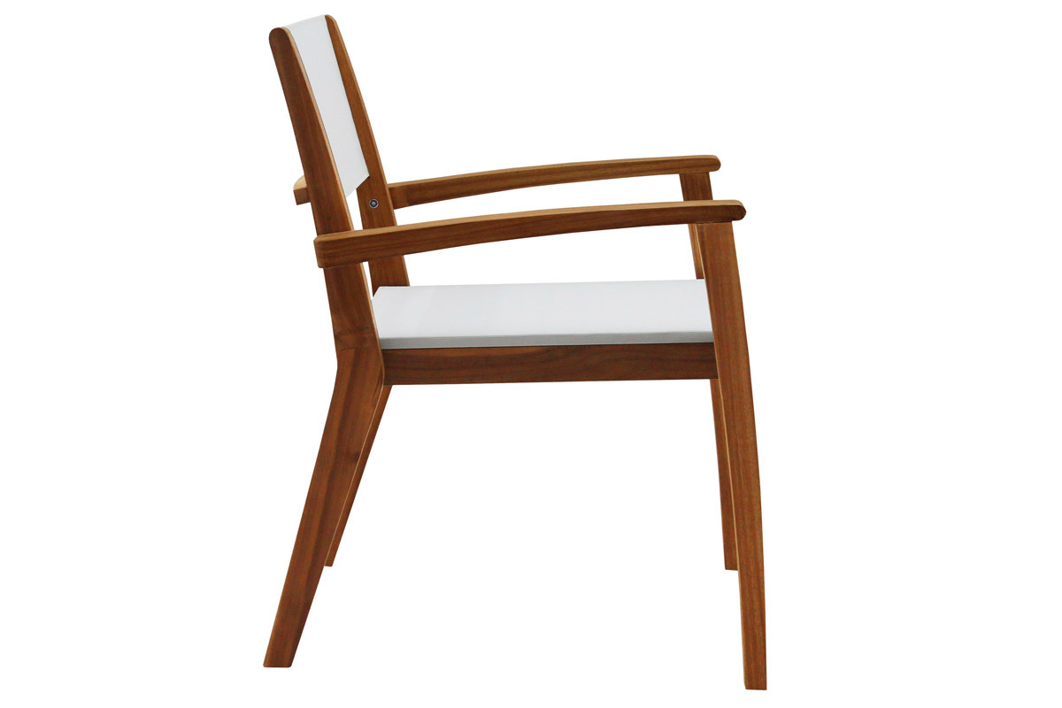 Fauteuils de jardin blanc et bois massif (lot de 2) ASTERA