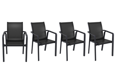 Fauteuils de jardin empilables noirs (lot de 4) CORAIL