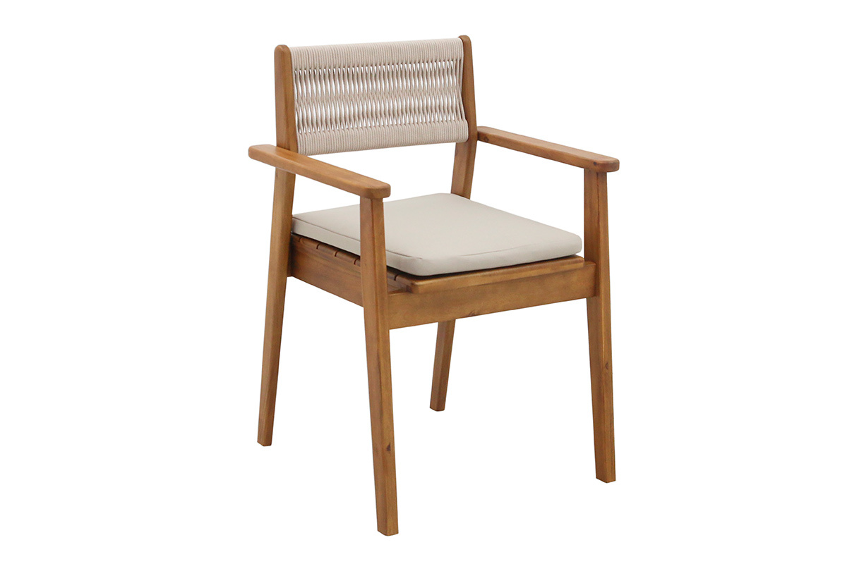 Fauteuils de jardin en bois massif et corde tress�e (lot de 2) ZEPHYR