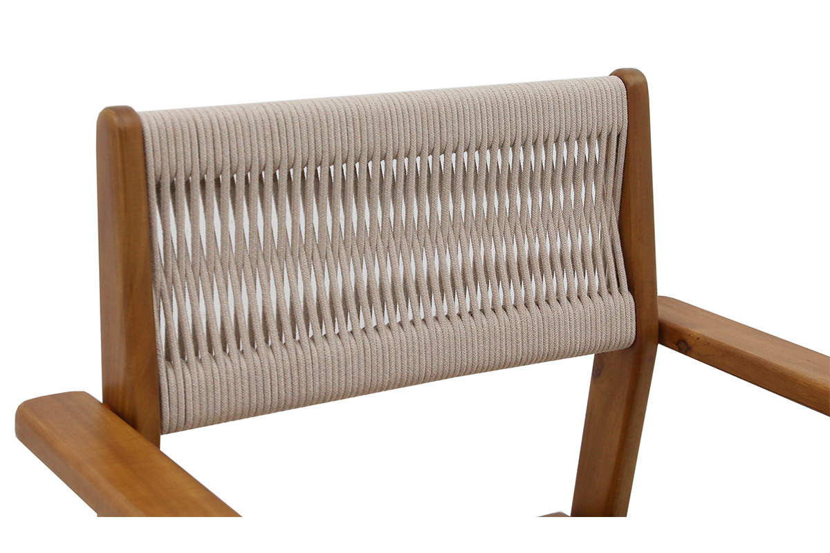 Fauteuils de jardin en bois massif et corde tress�e (lot de 2) ZEPHYR