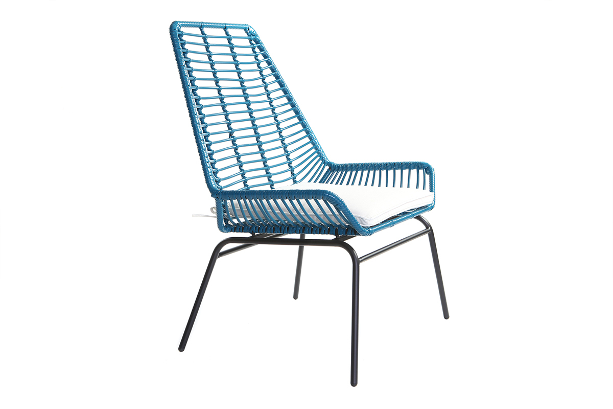 Fauteuils de jardin en fils de r�sine bleu canard (lot de 2) TANGO