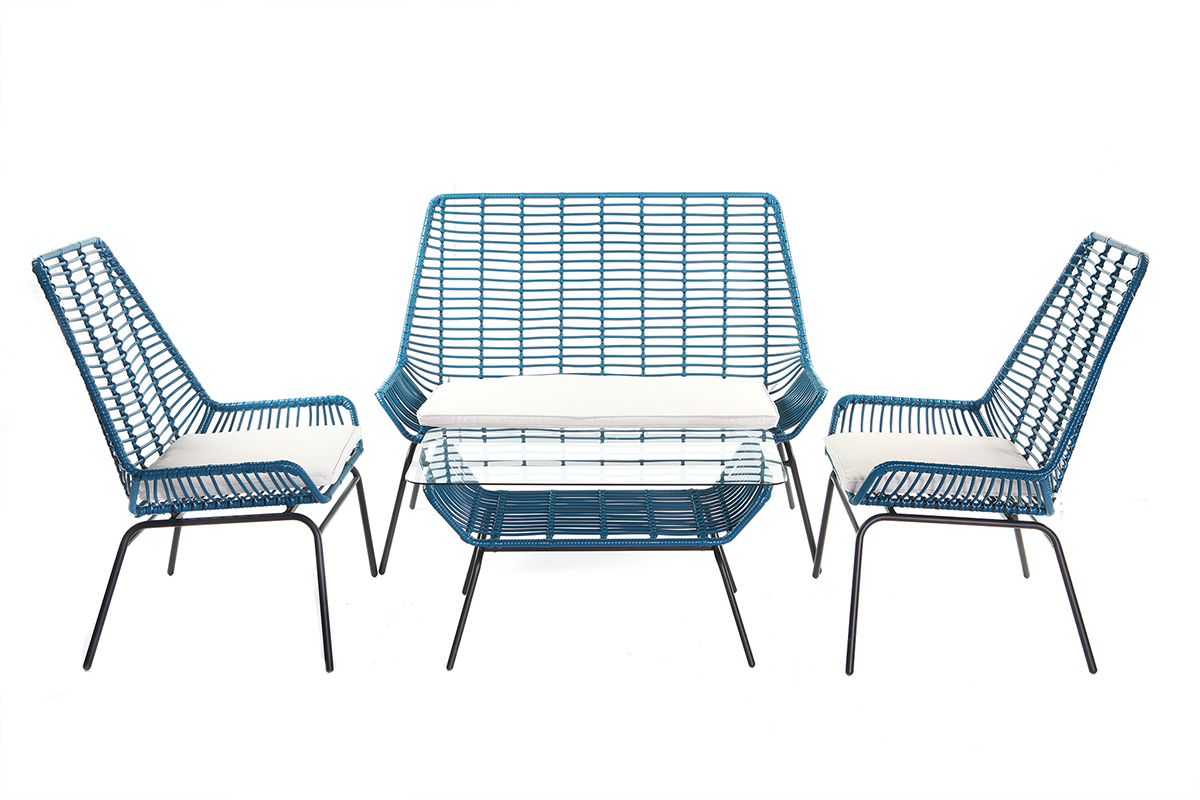 Fauteuils de jardin en fils de r�sine bleu canard (lot de 2) TANGO