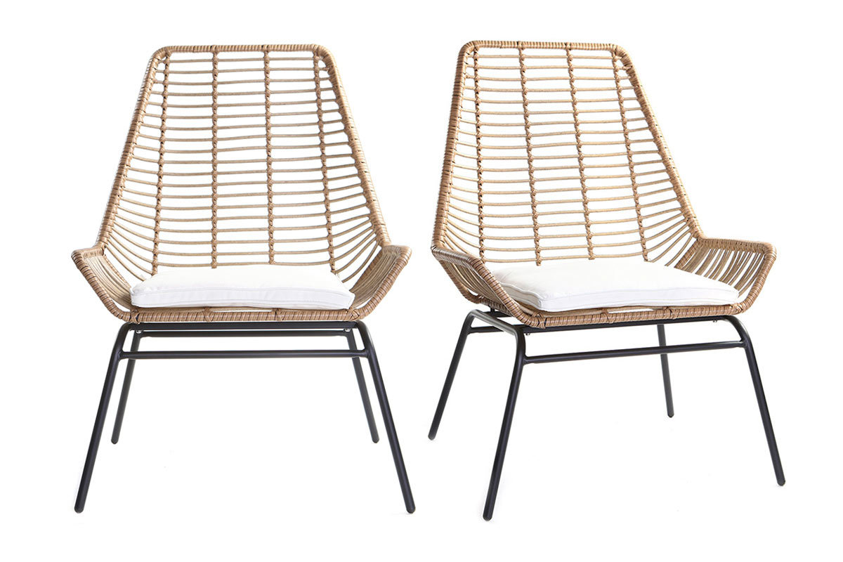 Fauteuils de jardin en fils de r�sine fa�on rotin (lot de 2) TANGO