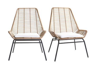 Fauteuils de jardin en fils de r&eacute;sine fa&ccedil;on rotin - lot de 2 TANGO