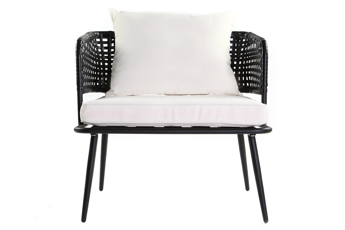 Fauteuils de jardin en fils de r�sine fa�on rotin noir (lot de 2) MONACO